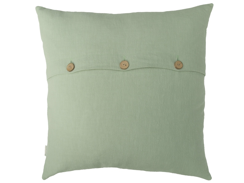 Cushion cover linen sage green, button placket with wooden buttons 40x4045x4530x5040x5050x5040x6050x6060 x 60 cm cushion cover sofa cushion decoration plain image 2