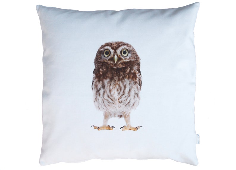 Owl cushion little owl cushion cover 50 x 50 cm, cushion cover natural owl motif, owl, cotton, sofa cushion, decorative cushion, animal lovers, nature lovers, image 1