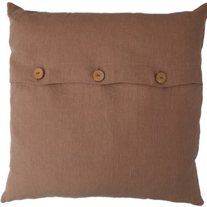 Cushion cover cinnamon-colored, camel or cognac-colored linen with button placket made of wooden buttons 40x4045x4550x5040x6060 x 60 cm sofa cover plain image 2