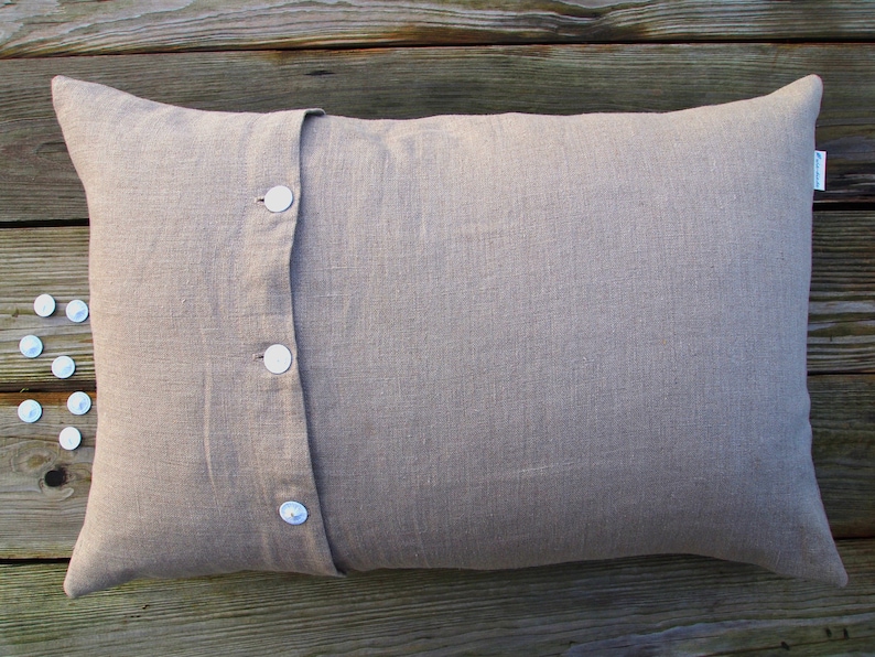 Wedding pillow Natural linen, silver wedding, gold wedding, anniversary, individually embroidered with name/date, cover with or without inner cushion image 2