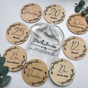 Cartes en bois marquant les étapes de la grossesse - Milestones