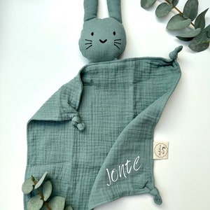 Comforter bunny with name turquoise