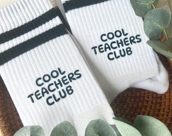 CLUB DE PROFESORES GENIALES, calcetines con un eslogan genial, calcetines estampados, regalo para profesores