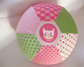 Luftballonhülle "Katze rosa" ca. 22 cm Durchm. hochwertiger Hilco Stoff, für alle Katzenliebhaber! Ballonball, Ballon,Ball,Stoffhülle,Baby