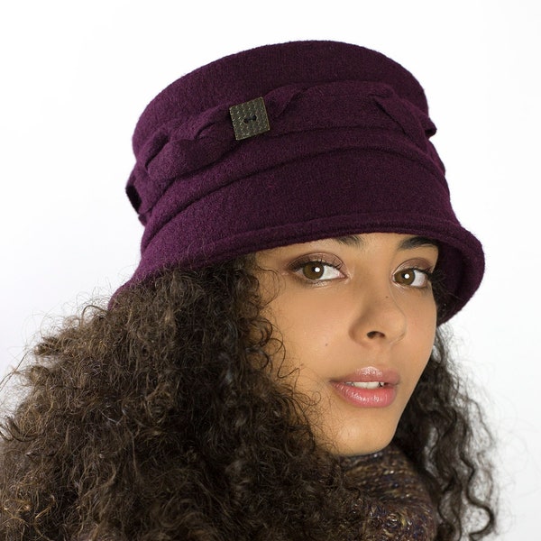 Chapeau d'hiver violet pour femme - Création Bella - Maison Belema