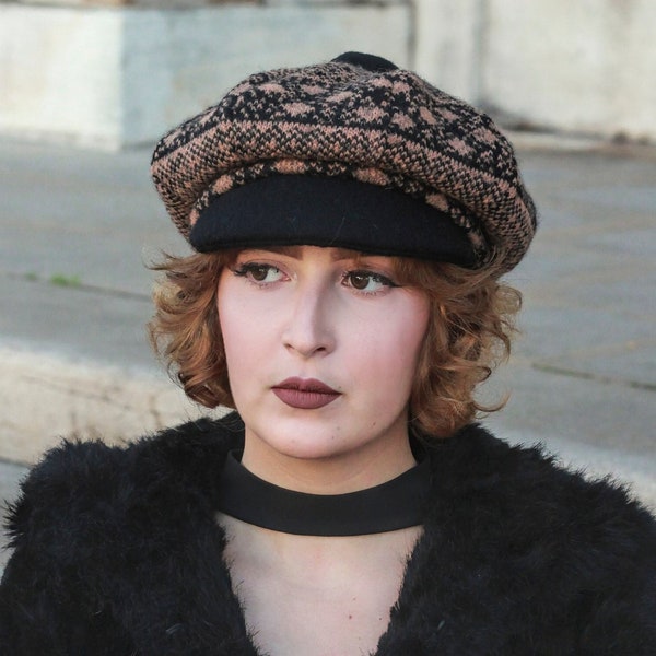 Casquette marron et noir pour femme - Création Bianca - Maison Belema