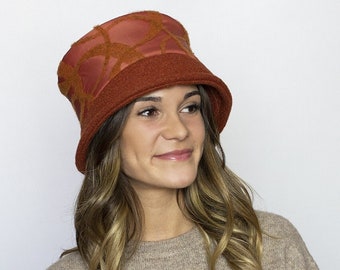 Chapeau d'hiver pour femme orange - Chapeau style cloche femme - Maison Belema