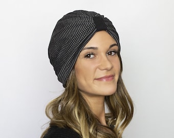 Turban for women - Turban black and gray - Turban hat women - Gift idea for women