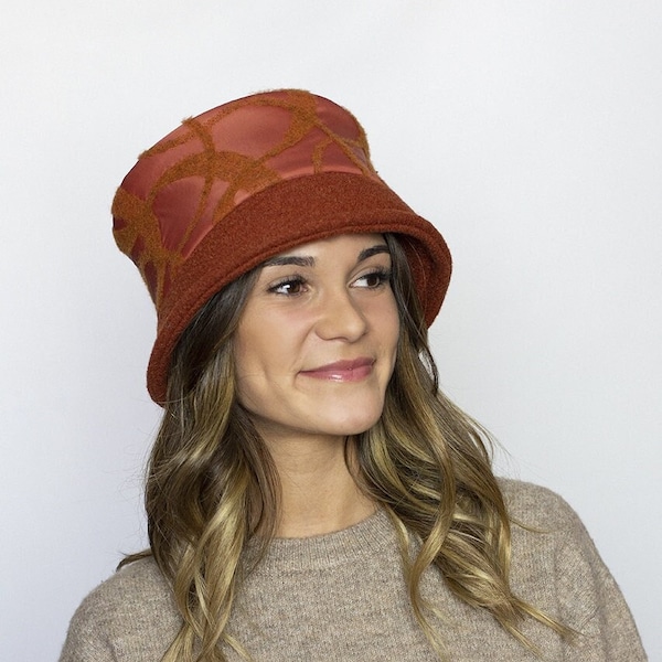 Chapeau d'hiver pour femme orange - Chapeau style cloche femme - Maison Belema