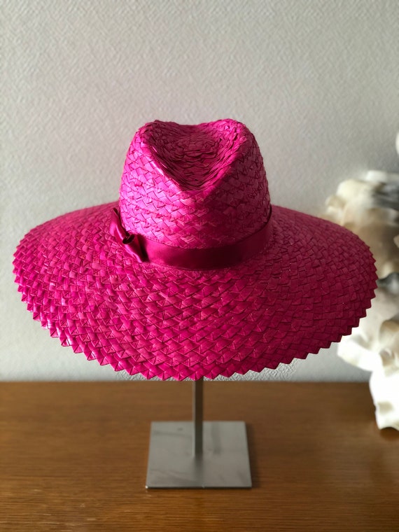 Cappello estivo in paglia rosa stile Borsalino | Etsy Italia