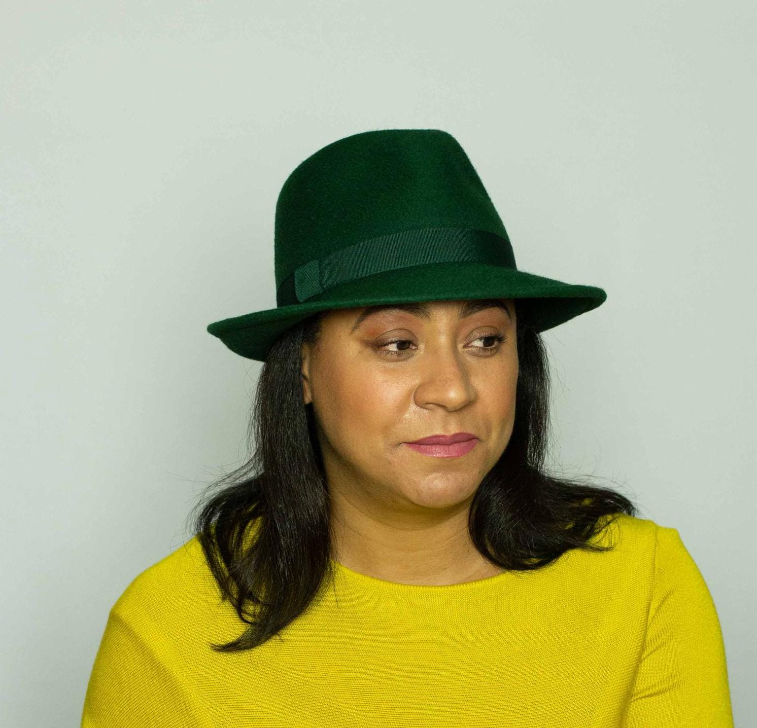 Women’s BCBGMAXAZRIA Emerald Green Wool Fedora Hat Montana fedora in emerald green with vintage silks - Lovely Bird main image 3