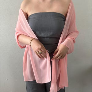 Pink chiffon wedding shawl, light pink wedding guest stole, chiffon scarf