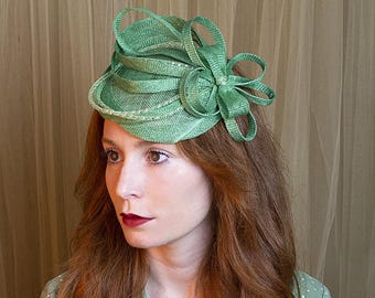 Fascia per capelli verde da sposa, cappello per invitati a nozze, cappello da corsa di cavalli, cappello da derby verde