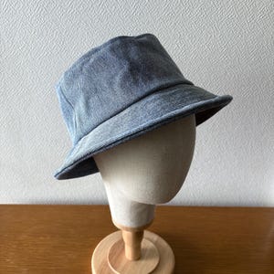 Unisex denim bucket hat, small denim bucket hat, blue foldable sun hat