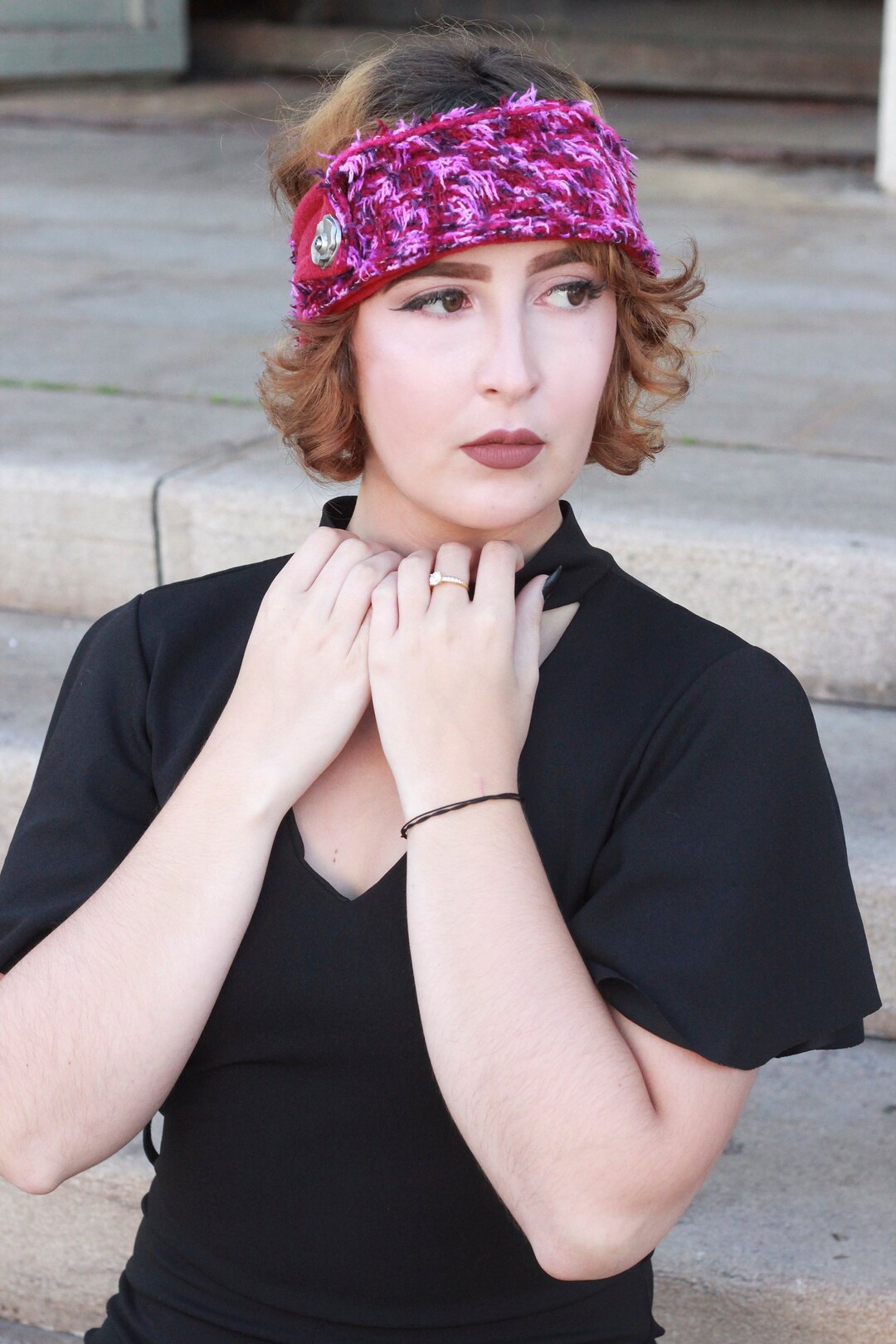 Women's Pink Headband Fancy Wool Winter Headband Etsy UK