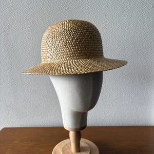 Handmade short brim straw hat, sun hat, beige summer straw cloche hat