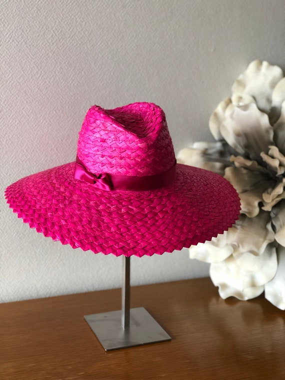 Cappello estivo in paglia rosa stile Borsalino | Etsy Italia