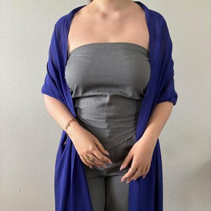 Royal blue chiffon wedding shawl cape, chiffon wedding shrug, cobalt blue favor wedding stole