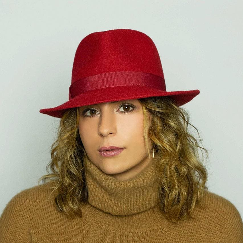 Red Womens 100% Wool Fedora Style Hat H932_1_700x.jpg?v=1575931750 main image 2