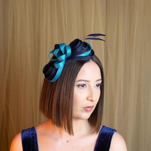 Blue wedding headband, wedding fascinator, blue fascinator hat, fascinator headband, feathered fascinator