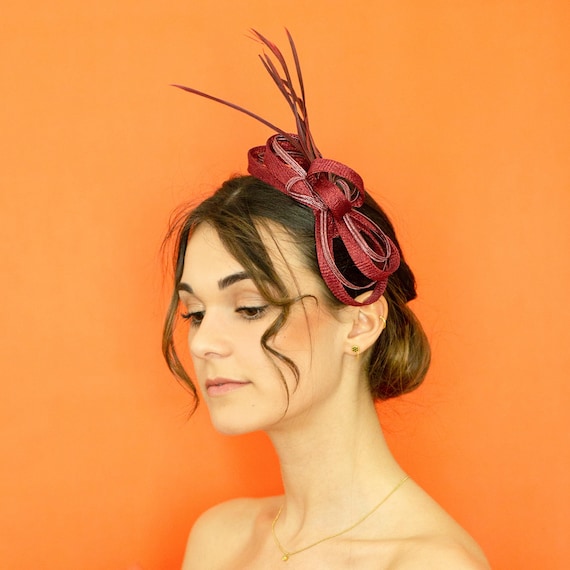 Small Burgundy Fascinator, Simple Fascinator for Women  display picture 1