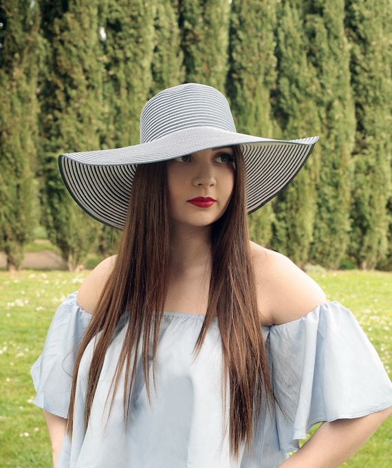 Brimmer Hat Best Outdoor Hat Blue And White Striped Summer Hat In