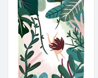 Affiche Le Grand saut dans la jungle, impression numérique giclée