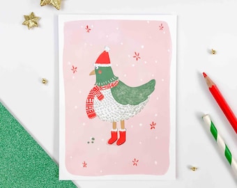 Greeting Card, Christmas Pigeon. Postcard for the end of year celebrations