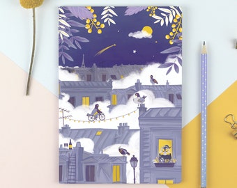 A5 notebook, Paris under the fog notebook, lined notebook