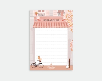 Notepad, A6 format. Bakery, street scene in France, Paris. Souvenir of Paris