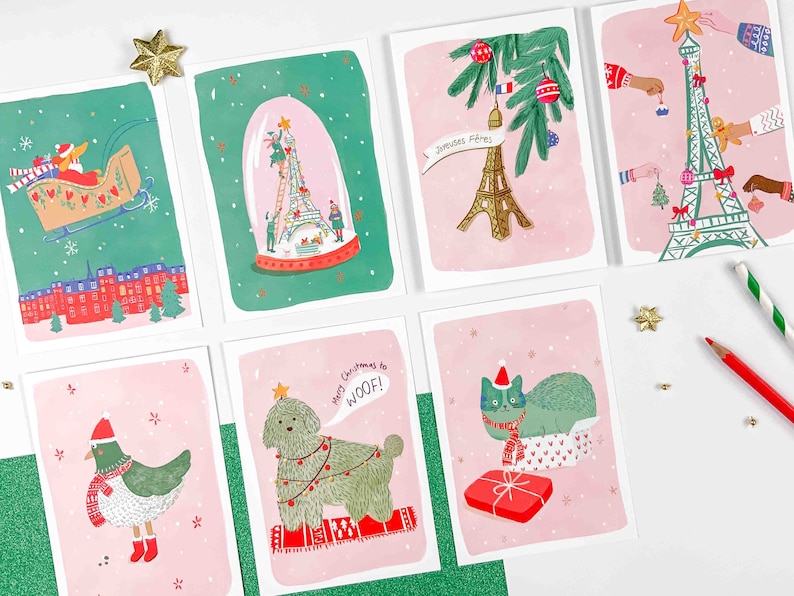 Eiffel Tower Greeting Card and Christmas decorations. The Eiffel Tower like a tree. Card for Christmas and the end of year holidays. Christmas in Paris image 3