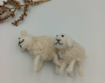 Two small felted sheep handmade