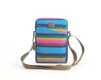 Mexican Light Blue with color stripes Crossbody Bag