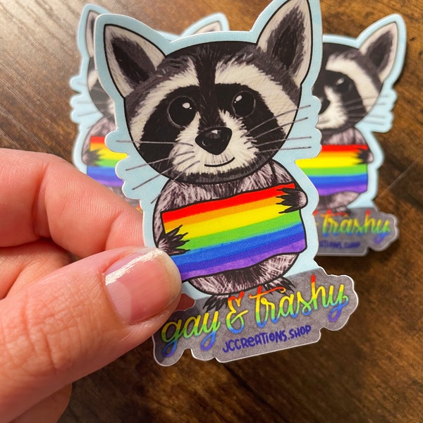 Raccoon Gay, Trashpanda Sticker, Pride Racoon, Coming Out Gift for me, Pride gifts funny, Pride Month Gift Idea, Gay Anniversary gift, LGBTQ