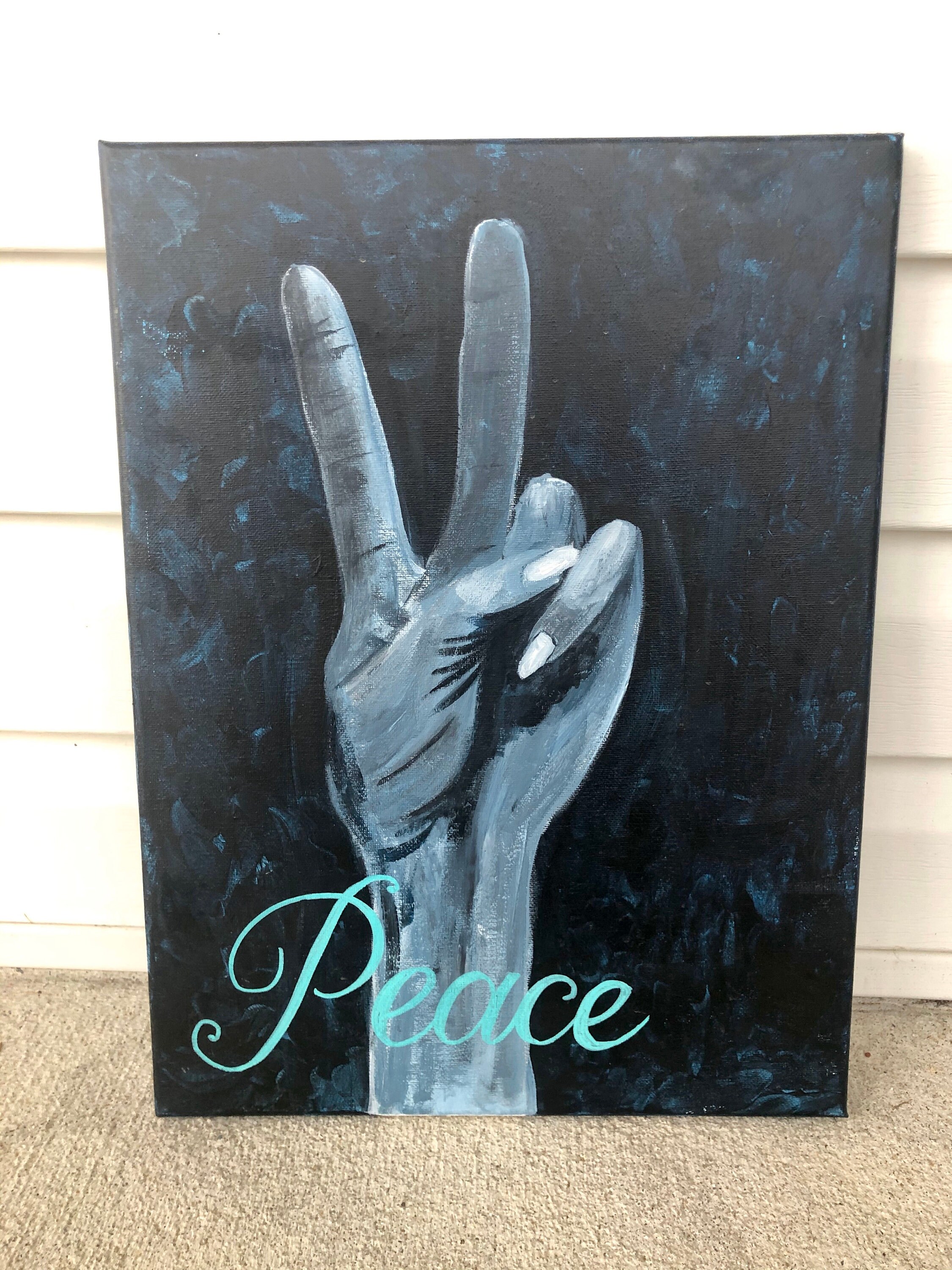 Peace Sign Painting Canvas Peace Hand Eclectic Wall Art | Etsy