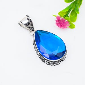 Swiss Blue Topaz Gemstone Pendant 925 Sterling Silver Pendant Topaz Pendant Jewelry Designer Pendant Gorgeous Silver Jewelry For Girlfriend