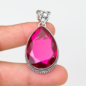 Rubelite Silver Pendant 925 Sterling Silver Pendant Rubelite Gemstone Pendant Handmade Pendant Rubelite Jewelry Gift For Women, For Mom Gift