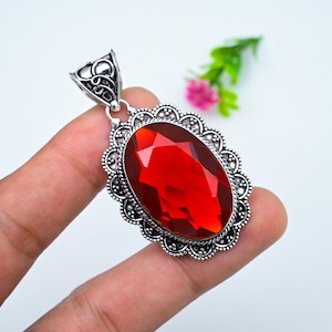 Garnet Pendant 925 Sterling Silver Pendant Garnet Gemstone Pendant Handmade Pendant Garnet Jewelry Gift For Her Mother