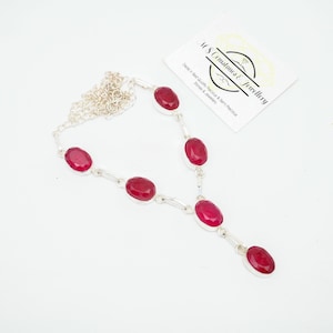 Kashmir Ruby 925 Sterling Silver Necklace with 18&quot; Chain Versatile Jewelry for Women, Necklace For Bride , Minimal Necklace Gift for Mother