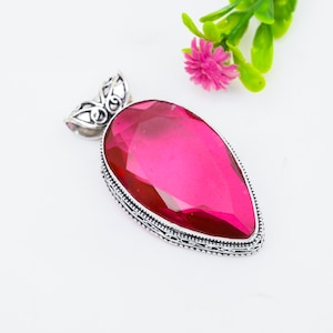 Pink Tourmaline Gemstone Pendant 925 Sterling Silver Pendant Tourmaline Pendant Jewelry Designer Pendant Gorgeous Silver Jewelry For Mom