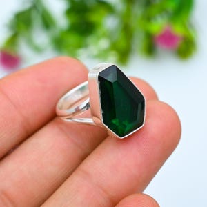 Green Tourmaline Ring , 925 Sterling Silver Ring , Gemstone Ring , Handmade Ring ,Designer Ring, Hammered Ring , Silver Jewelry , Women Ring