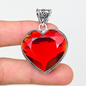Heart Shape Garnet Gemstone Pendant | 925 Sterling Silver | Fashion Jewelry | Silver Jewelry Jewelry for Gift
