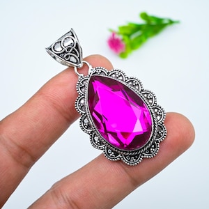 Pink Tourmaline Pendant 925 Sterling Silver Pendant Pink Tourmaline Gemstone Pendant Handmade Pendant Tourmaline Jewelry Gift For Her Mother