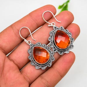 Brincos vintage de granada, brincos de ouro em formato de gota e pendente, joias de prata esterlina 925, presente de noivado, brincos para esposa