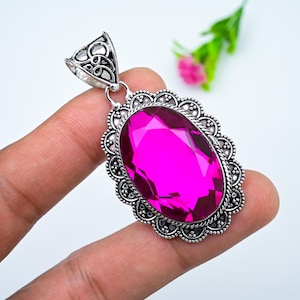 Pink Tourmaline Pendant 925 Sterling Silver Pendant Pink Tourmaline Gemstone Pendant Handmade Pendant Tourmaline Jewelry Gift For Her Mother