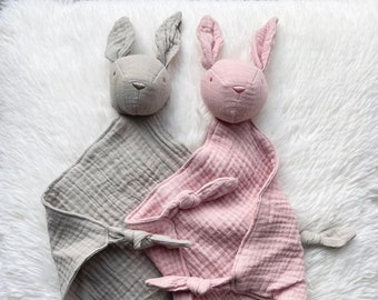 Doudou rose ou vert, doudou pour bébé, lapin Oreilles de Jollein, cadeau bébé personnalisé pour baptême, naissance, baby shower