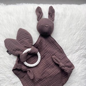 Rabbit Bunny Ears de Jollein, coffret cadeau personnalisé pour bébé pour baptêmes, naissances, baby showers, couverture câline et jouet de préhension en silicone pour bébé image 1