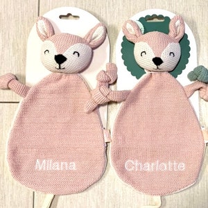 Deer cuddly blanket Deer and rattle Moon Jollein, personalized baby gift set for baptism / birth / baby shower / baby shower, cuddly blanket image 5