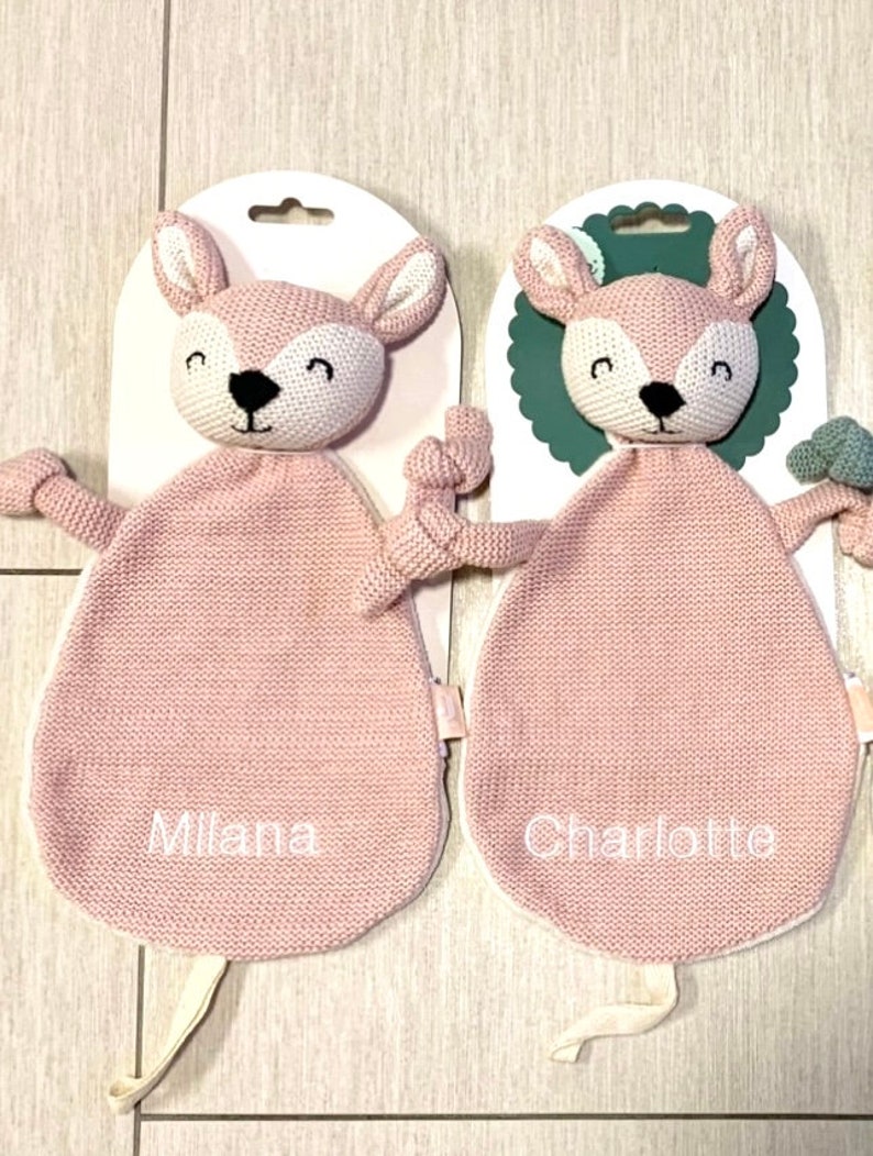 Deer cuddly blanket Deer and rattle Moon Jollein, personalized baby gift set for baptism / birth / baby shower / baby shower, cuddly blanket image 5