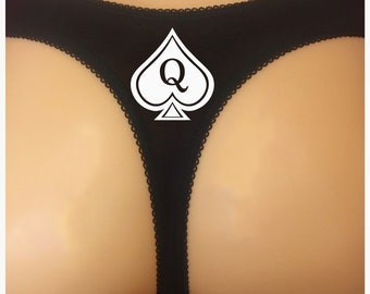 Queen of Spades Cotton Thong, Printed Back Design